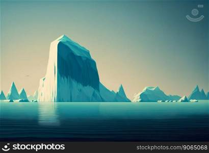Iceberg in a ocean. White ice huge lump in water. Antarctic landscape. Generative AI.. Iceberg in a ocean. White ice huge lump in water. Antarctic landscape. Generative AI