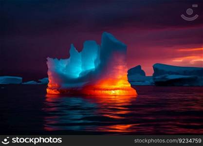 Iceberg neon colors. Sea beauty. Generate Ai. Iceberg neon colors. Generate Ai