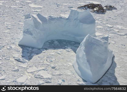 Icebergs From Melting Glacier On Greenland