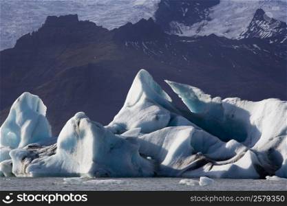 Icebergs in Jokulsarlon glacier lagoon on the south coast of Iceland