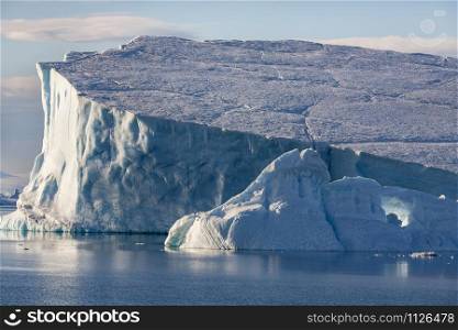 Icebergs in the Weddell Sea off the east coast of the Antarctic Peninsula in Antarctica.