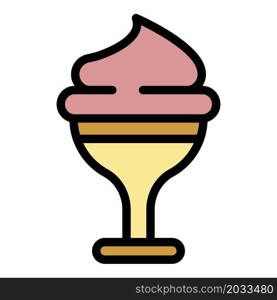 Icecream cocktail icon. Outline icecream cocktail vector icon color flat isolated. Icecream cocktail icon color outline vector