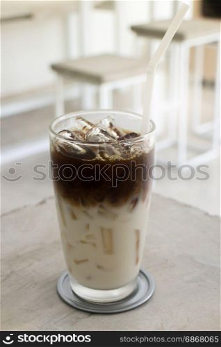 Iced coffee with soy milk, stock photo
