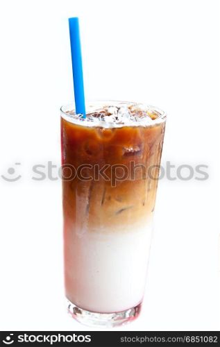 iced latte coffee for refreshing on white background