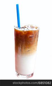 iced latte coffee for refreshing on white background