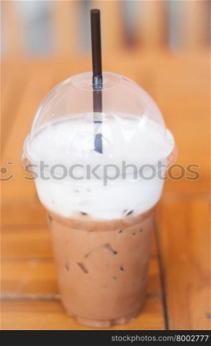 Iced Mocha Coffee in glass on the table, stock photo