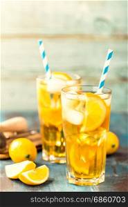 iced sweet tea refreshing cold summer drink or lemonade