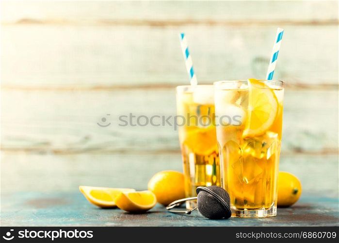 iced sweet tea refreshing cold summer drink or lemonade