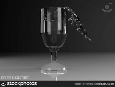 iced tea glass footed 3D illustration on dark background