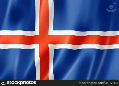 Iceland flag, three dimensional render, satin texture. Icelandic flag