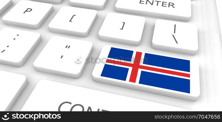 Iceland Racing to the Future with Man Holding Flag. Iceland Racing to the Future