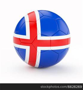Iceland soccer football ball with Iceland flag isolated on white background. Soccer football ball with Iceland flag
