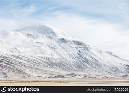 Iceland Winter landscape snow mountain