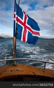 Icelandic flag on boat