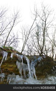 Icicles forming on rocks in Timisoara, Romania.