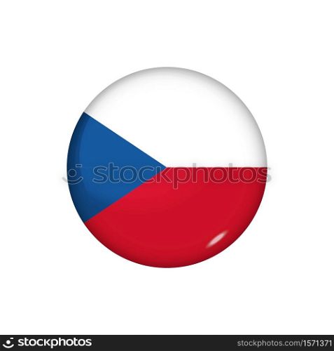 Icon flag of Czech Republic . Round glossy flag. Vector illustration. EPS 10. Glossy flag icon ofCzech Republic