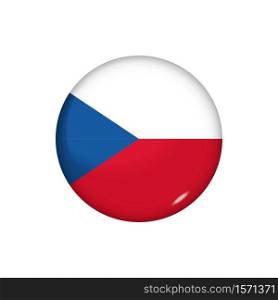Icon flag of Czech Republic . Round glossy flag. Vector illustration. EPS 10. Glossy flag icon ofCzech Republic
