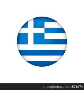 Icon flag of Greece . Round glossy flag. Vector illustration. EPS 10. Glossy flag icon ofGreece
