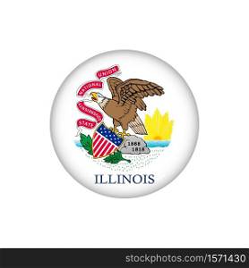 Icon flag of Illinois . Round glossy flag. Vector illustration. EPS 10. Glossy flag icon ofIllinois
