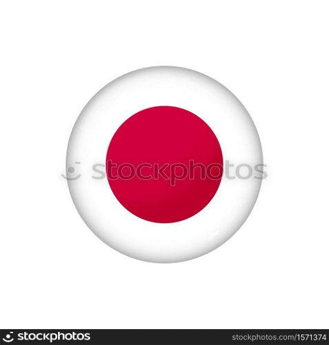 Icon flag of Japan . Round glossy flag. Vector illustration. EPS 10. Glossy flag icon ofJapan