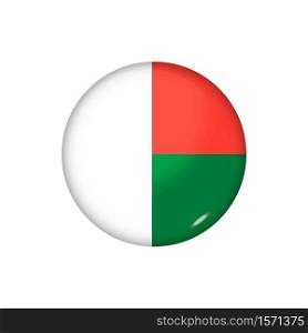 Icon flag of Madagascar . Round glossy flag. Vector illustration. EPS 10. Glossy flag icon ofMadagascar
