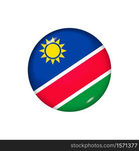 Icon flag of Namibia . Round glossy flag. Vector illustration. EPS 10. Glossy flag icon ofNamibia