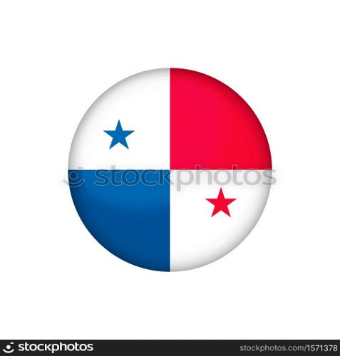 Icon flag of Panama . Round glossy flag. Vector illustration. EPS 10. Glossy flag icon ofPanama