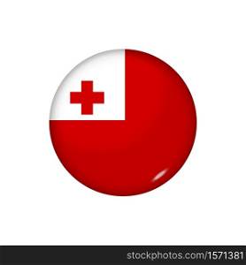 Icon flag of Tonga . Round glossy flag. Vector illustration. EPS 10. Glossy flag icon ofTonga