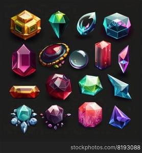 icon game crystal gem ai generated. diamond stone, magic jewel, background design icon game crystal gem illustration. icon game crystal gem ai generated