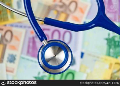 icon image for costs of health and with ? stethoscope