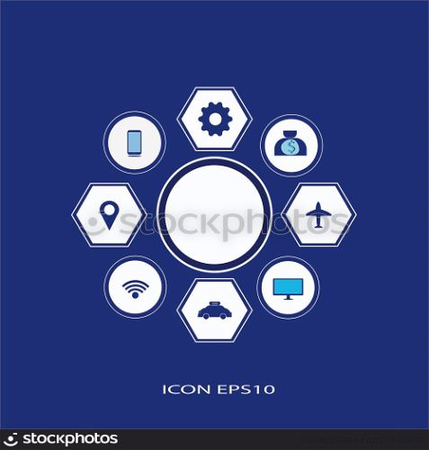 Icon Network Social media technology Business Blue background Vector two