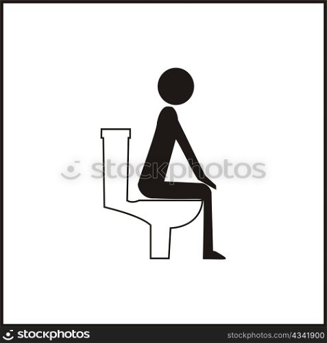 Icon of a correct position sitting in the toilet