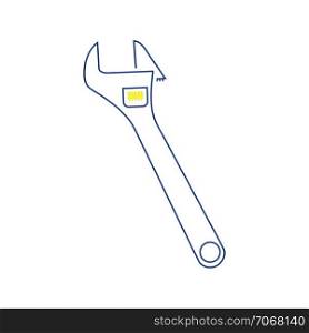 Icon of adjustable wrench. Thin line design. Vector illustration.