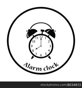 Icon of Alarm clock. Thin circle design.