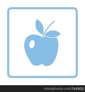 Icon of Apple. Blue frame design. Vector illustration.