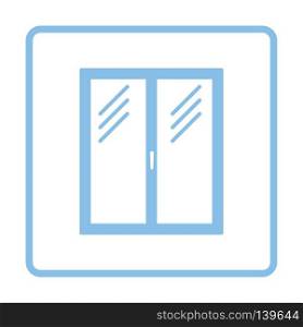 Icon of closed window frame. Blue frame design. Vector illustration.