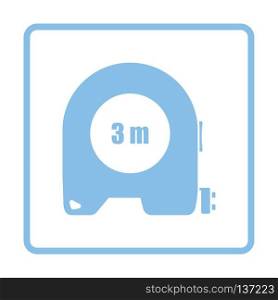 Icon of constriction tape measure. Blue frame design. Vector illustration.