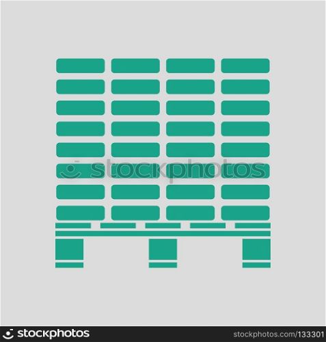 Icon of construction pallet . Gray background with green. Vector illustration.