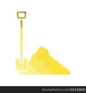 Icon of Construction shovel and sand. Icon of Construction shovel and sand. Flat color design. Vector illustration.