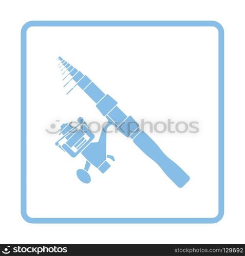 Icon of curved fishing tackle. Blue frame design. Vector illustration.