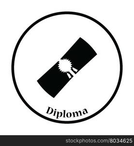 Icon of Diploma. Thin circle design.