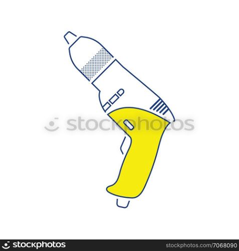 Icon of electric drill. Thin line design. Vector illustration.