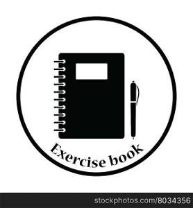 Icon of Exercise book. Thin circle design.