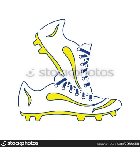 Icon of football boots. Thin line design. Vector illustration.