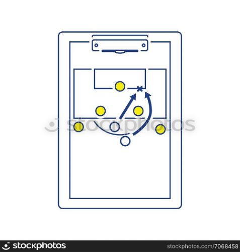 Icon of football coach tablet with game plan. Thin line design. Vector illustration.