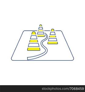 Icon of football training cones. Thin line design. Vector illustration.