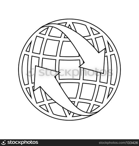 Icon of Globe with arrows. Thin line design. Vector illustration.