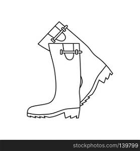 Icon of hunter’s rubber boots. Thin line design. Vector illustration.