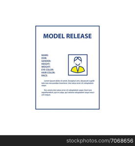 Icon of model release document. Thin line design. Vector illustration.