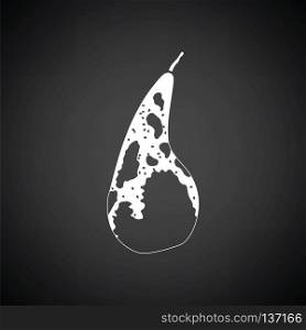 Icon of Pear. Black background with white. Vector illustration.